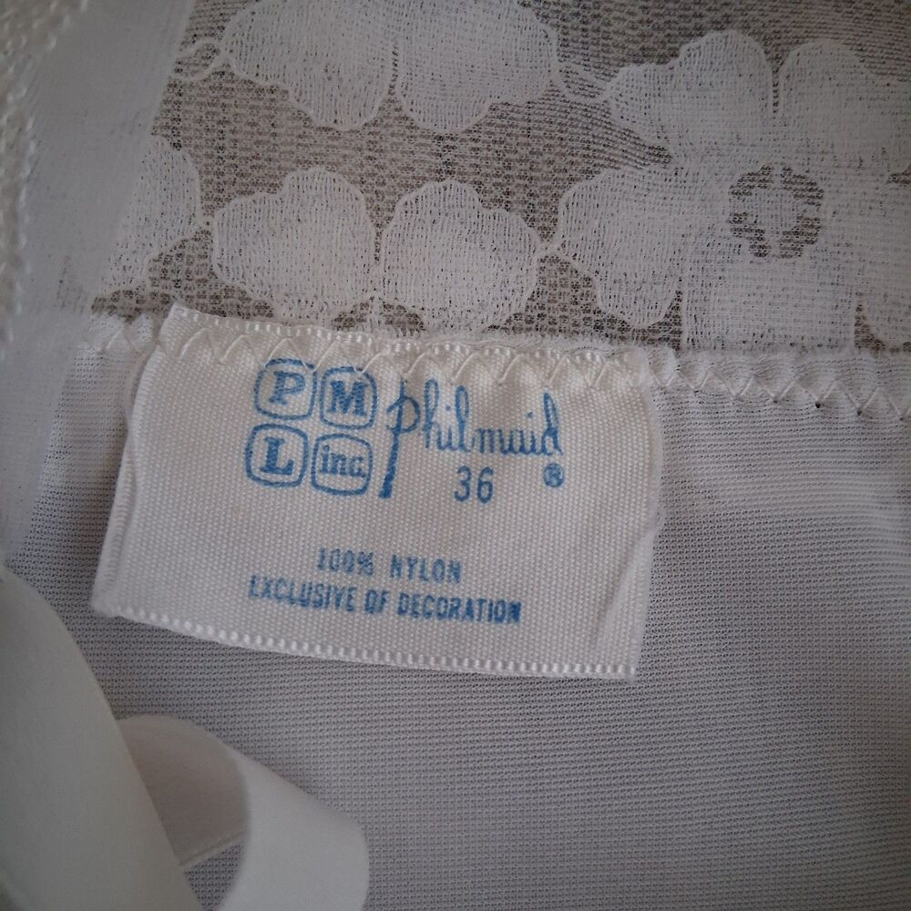 Vintage 60s Philmaid White Nylon Slip Dress S/M Romantic Lace Coquette Feminine - Picture 12 of 12